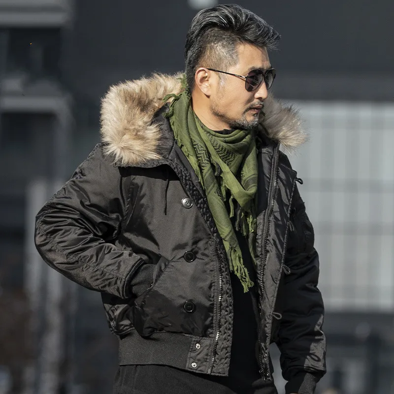 N2B Chaqueta de algodón táctica de protección Polar contra el frío para hombre, abrigo corto cálido de invierno con capucha para montar al aire libre, traje de tormenta grueso, cortavientos - imagen 3