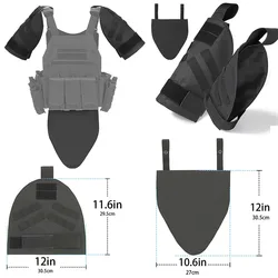Chaleco táctico MOLLE con protecciones en hombros y entrepierna