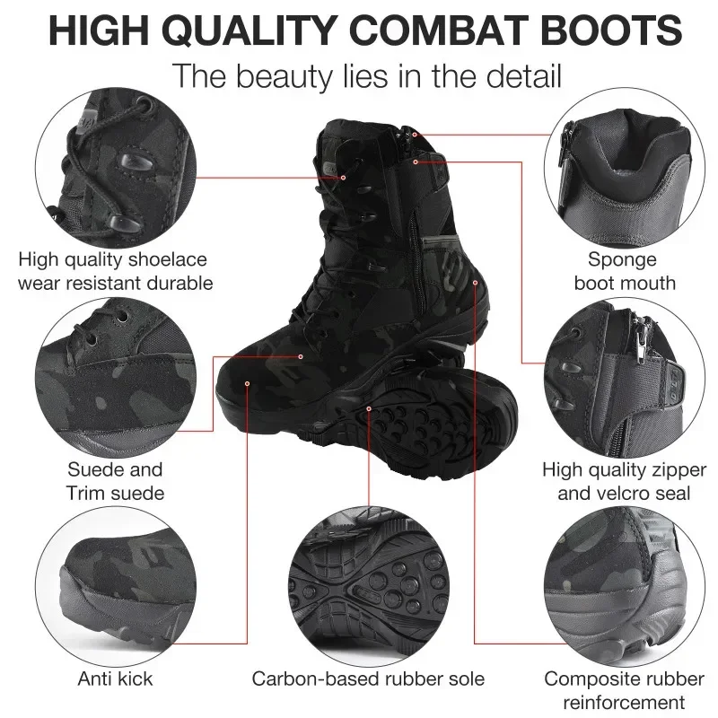 Botas tácticas para hombre en camuflaje, seguridad laboral y moto - imagen 5