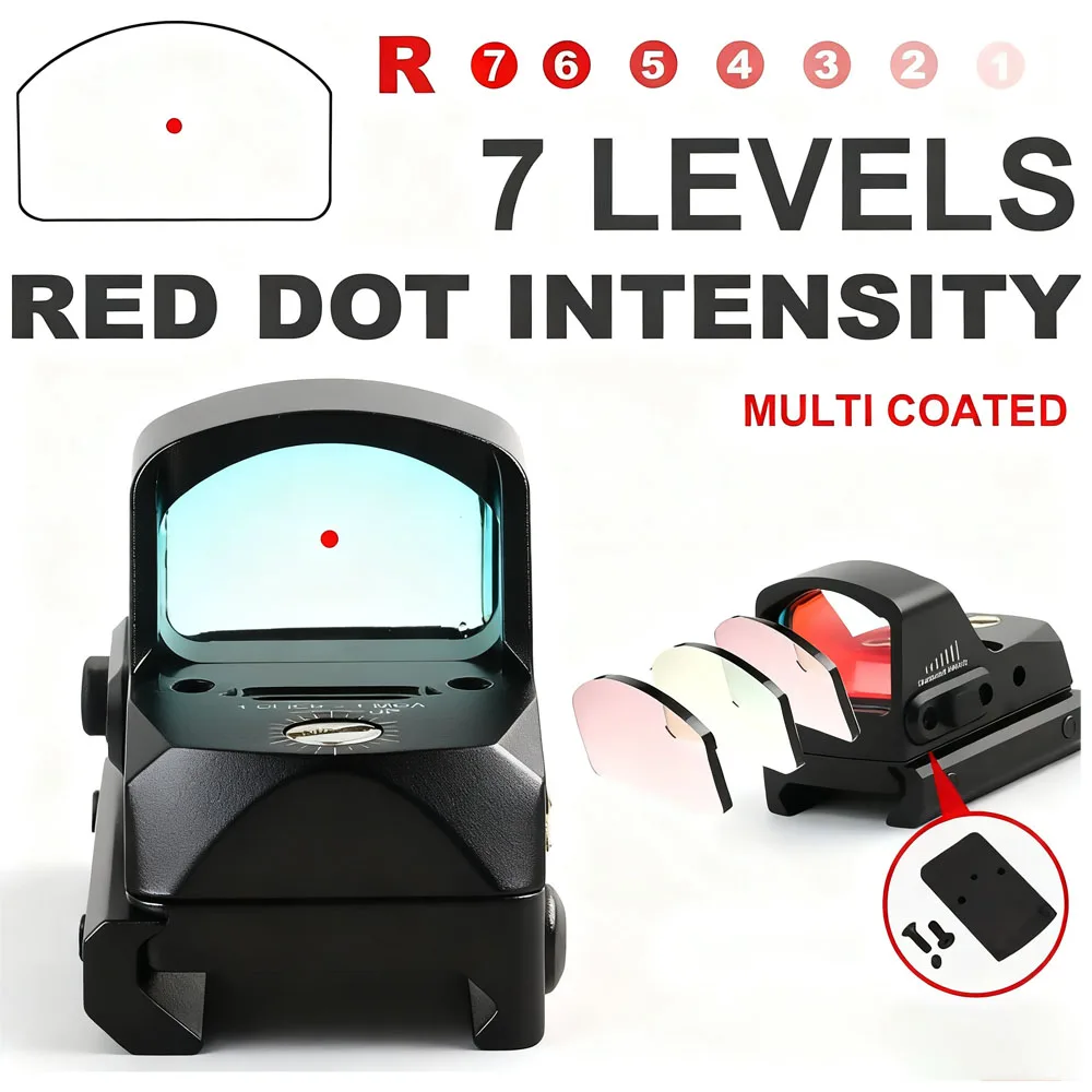 Mira táctica de punto rojo, alcance de punto rojo MOA, 7 ajustes de brillo con montaje en riel Picatinny de 20mm, alcance de punto rojo Airsoft - imagen 3