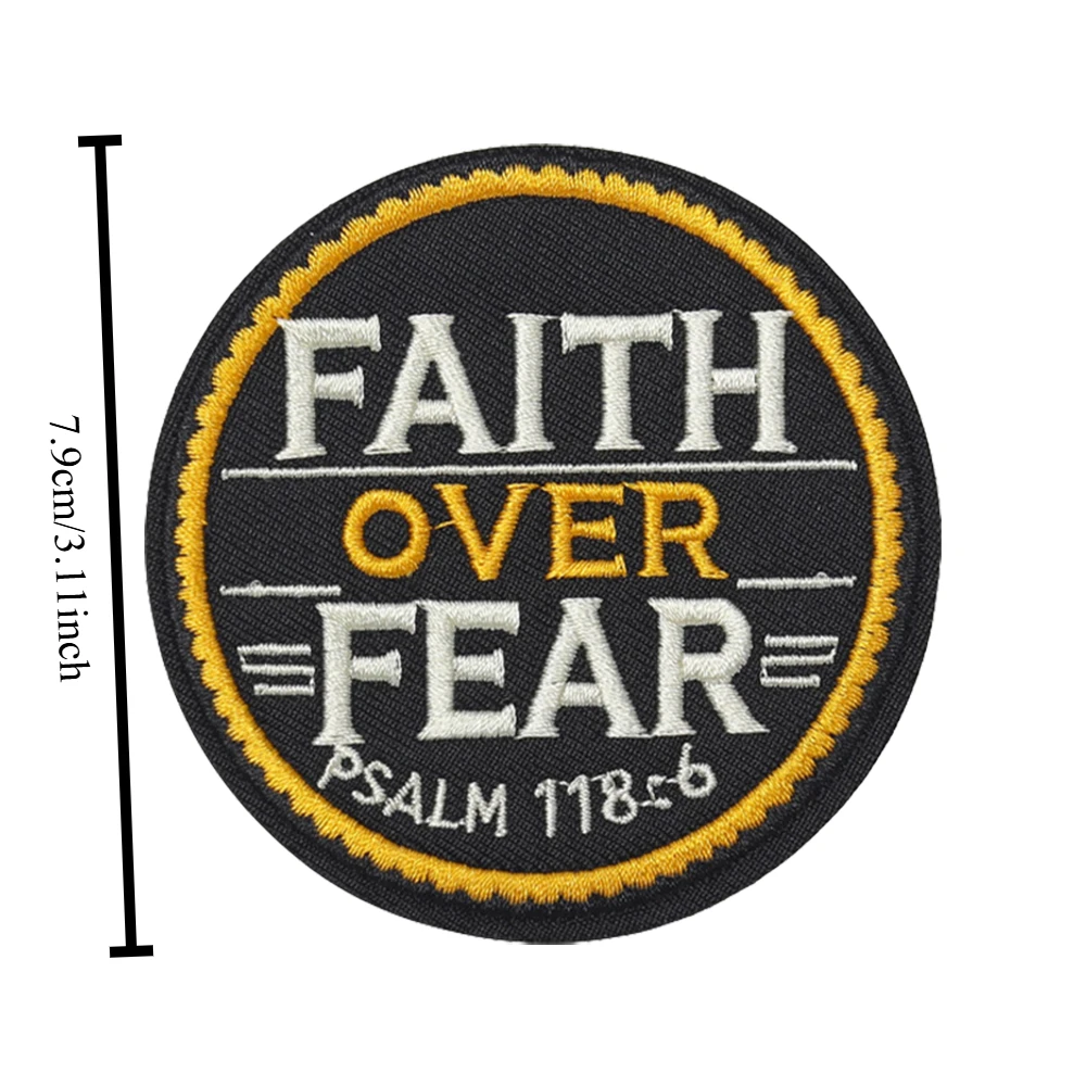 Fe over Fear Salmo 118:6 parches bordados Meme Velcros parche gancho bucle insignia de moral militar pegatinas de mochila táctica - imagen 2
