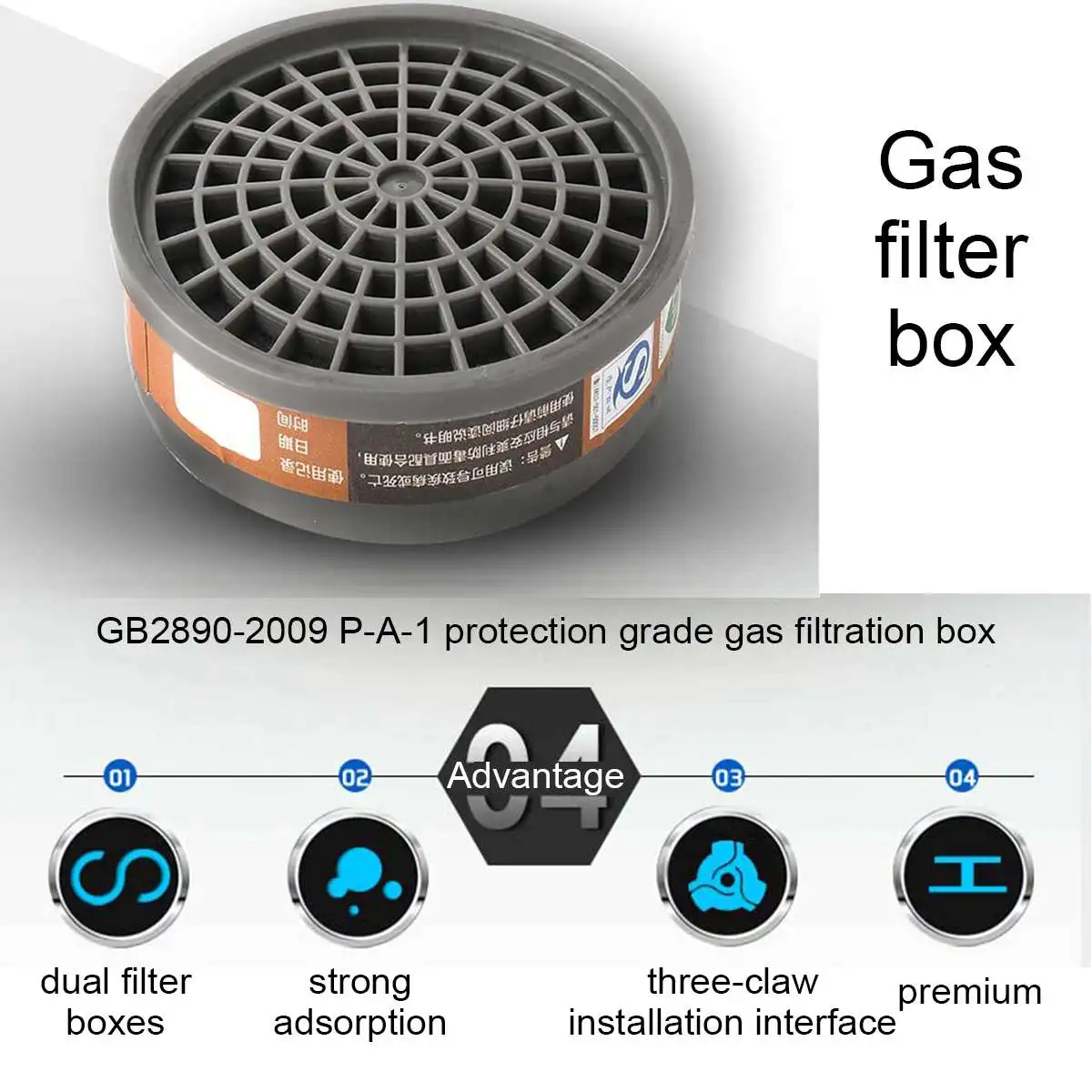 Máscara protectora de Gas para pintura, juego de respirador con filtros duales de carbón, aerosol, industria química, pesticida, antiniebla, gafas - imagen 3