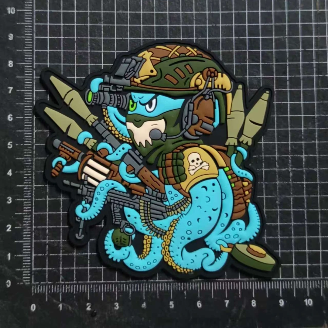 Parche táctico de PVC de pulpo de batalla Chevron, insignia de moral militar, brazalete, mochila para exteriores, accesorios para sombrero, pegatina de gancho y bucle - imagen 4