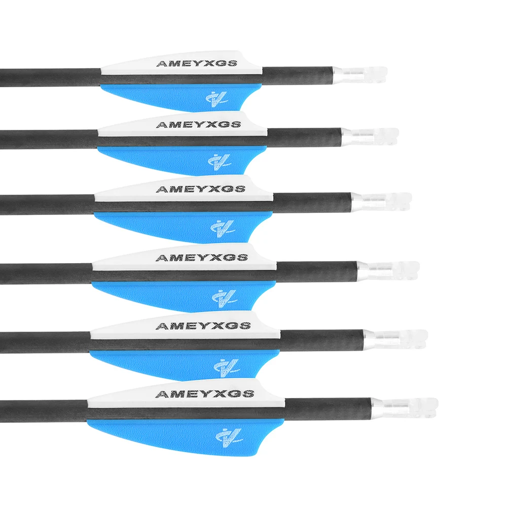 Escudo de 2 pulgadas, pluma de goma, flechas de carbono puro, 12 Uds., columna vertebral 500/600/900, tiro con arco al aire libre imprescindible, entrenamiento de caza - imagen 2