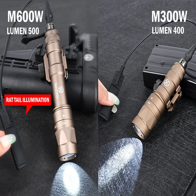 WADSN linterna de Metal estroboscópica M300W, luz de explorador táctica M600W, foco de caza al aire libre, interruptor de presión momentáneo, ajuste de riel de 20mm - imagen 5