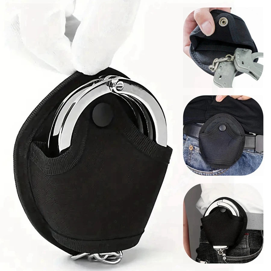 Funda táctica para esposas con solapa y tapa abierta, bolsa táctica para esposas con bisagras y cadena, bolsa individual Molle
