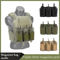 Triple portacargadores táctico MOLLE con tapa abierta para fusil