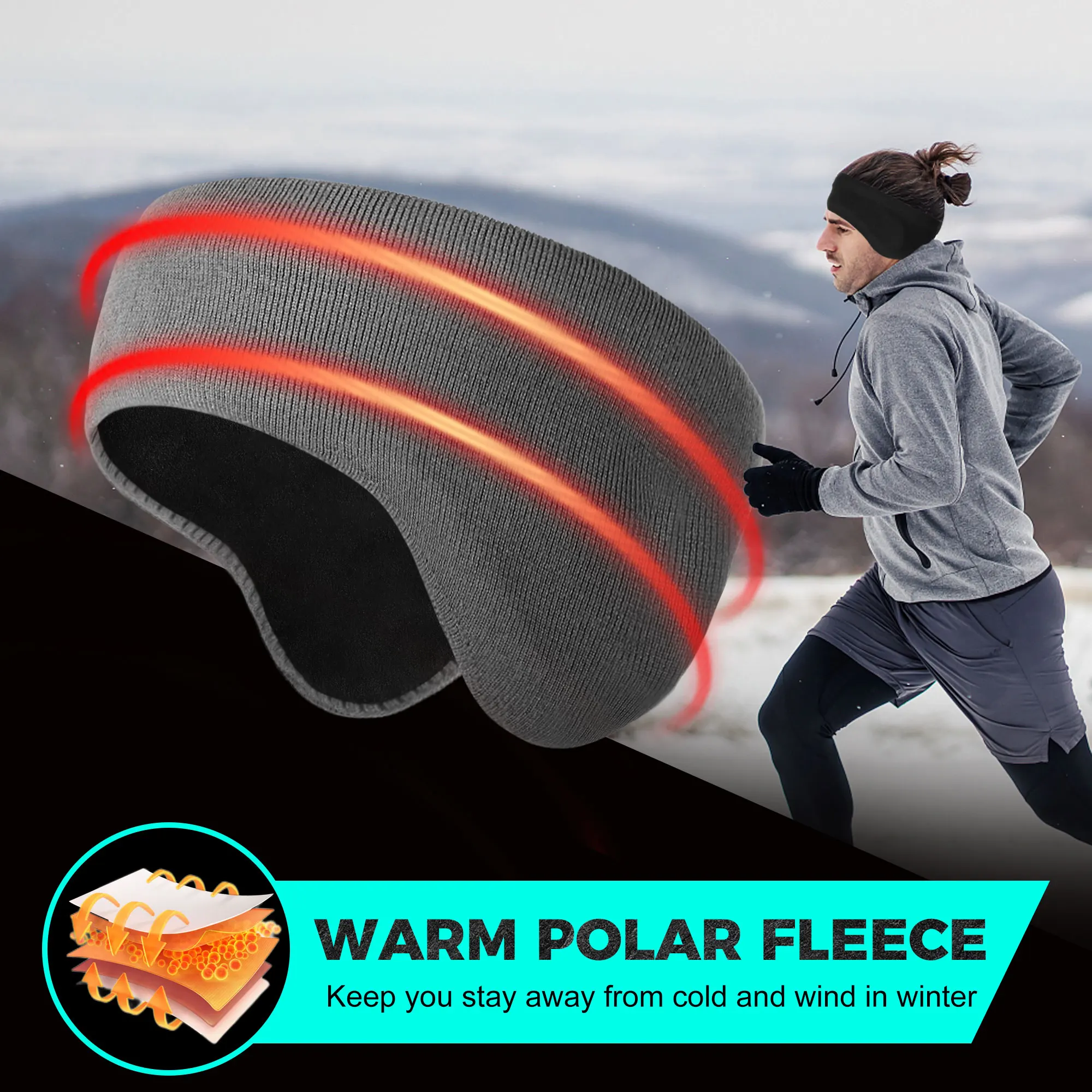 Diadema térmica cubierta para la oreja banda elástica para el sudor vendaje deportes Fitness ciclismo conducir sombreros de invierno accesorios al aire libre hombres mujeres - imagen 4