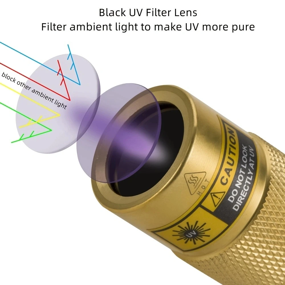 Linterna ultravioleta de alta potencia de 365nm, luz negra para curar mascotas, perro, gato, orina, marcador, mineral, dinero, escorpión, antorcha de luz a cuadros - imagen 3