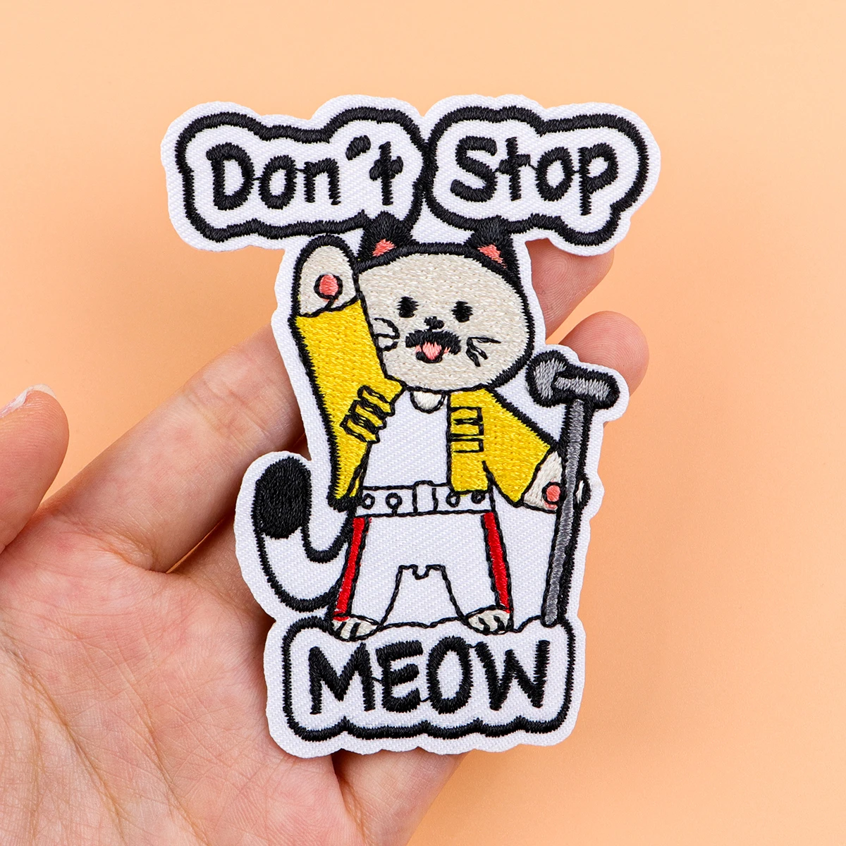 Parche para planchar con forma de gato para ropa, parche bordado de cantante a la moda, accesorios para ropa, pegatinas de costura