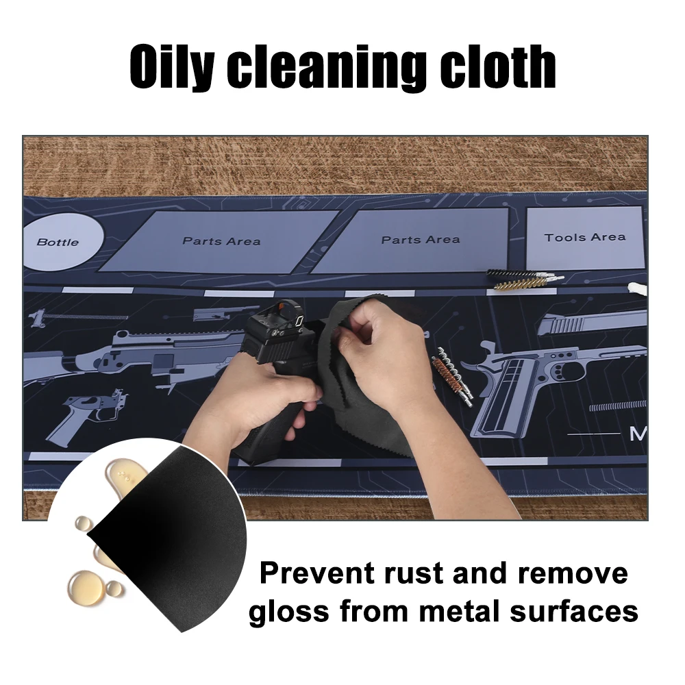 Estera de limpieza de pistola táctica, estera de reparación de limpieza de pistola de Rifle, banco de trabajo protector de arma, almohadilla antideslizante, estera de limpieza de escopeta de caza - imagen 4