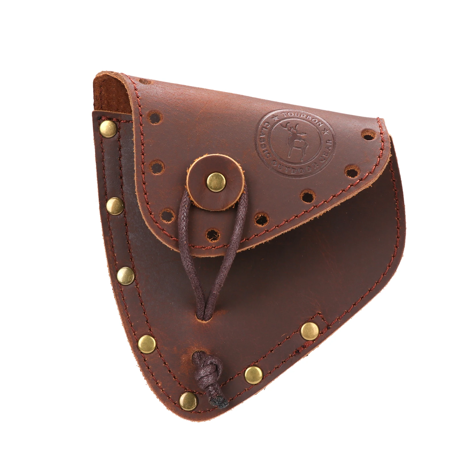 Tourbon-Funda de cuero para hacha de acampada al aire libre, cubierta de hoja de hacha, portador de funda de cabeza marrón - imagen 2