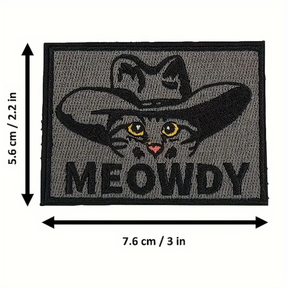parches velcro mochila tácticos de bordados 1 unidad Meowdy lindo gatito gato Animal divertido Velcros parche gancho bucle insignia de moral táctica, bordado para mochilas Molle, chaquetas - imagen 4