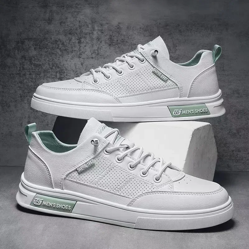 2025 cuatro estaciones la nueva moda zapatos de suela gruesa para hombres zapatos blancos transpirables zapatillas de deporte de ocio hombres mocasines planos versátiles para hombres