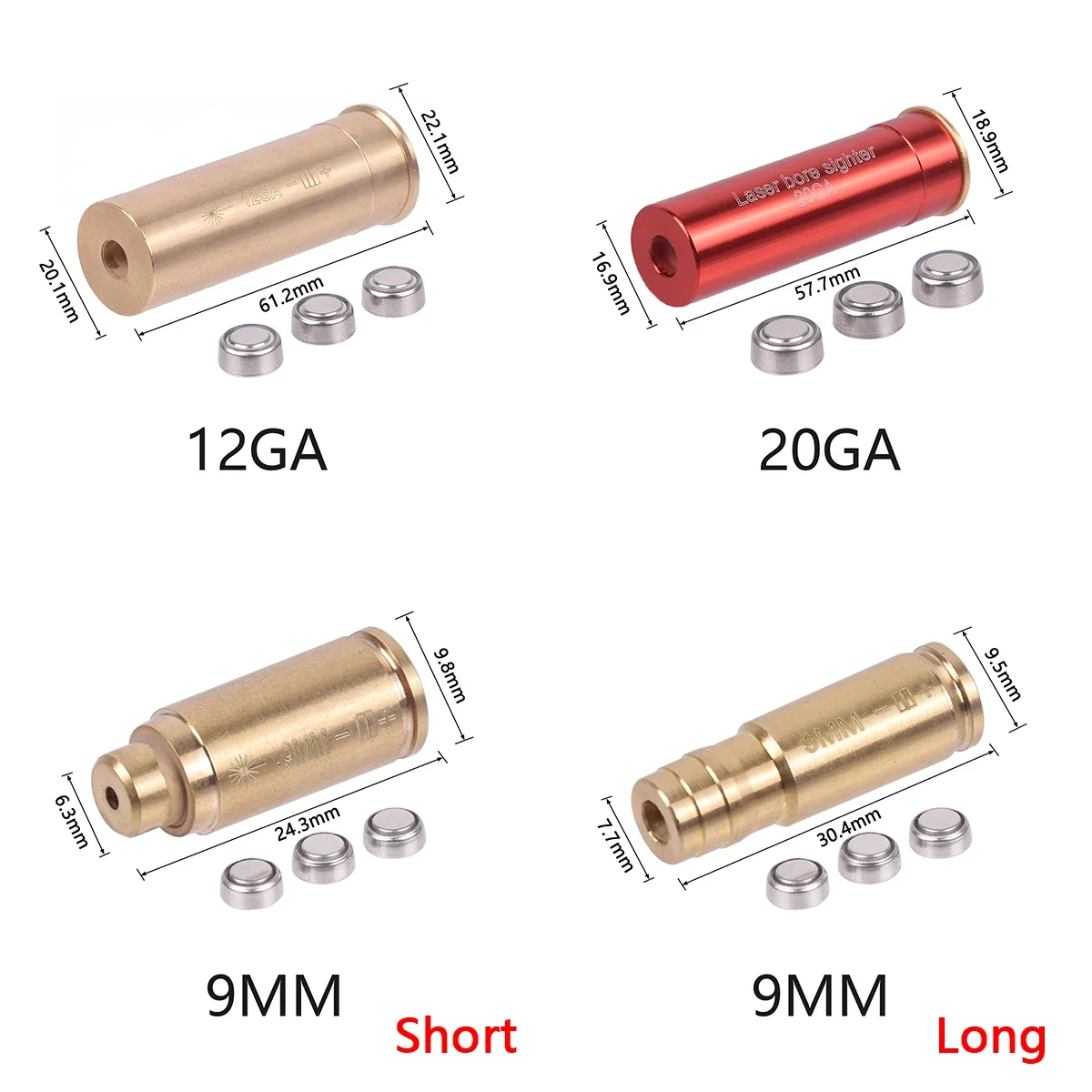 Mira láser roja táctica para entrenamiento, calibre de bala. 223/9mm/12GA/20GA/7,62/.45/.22LR, cartucho de latón para caza - imagen 2