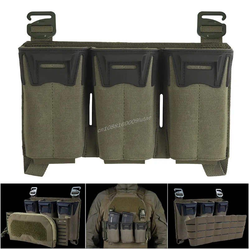 Bolsa táctica Triple Mag 556 de 9MM para portador de placa Glock Sub-Zero Airsoft MOLLE, cartel de pinza, portador de revistas multicalibre - imagen 2
