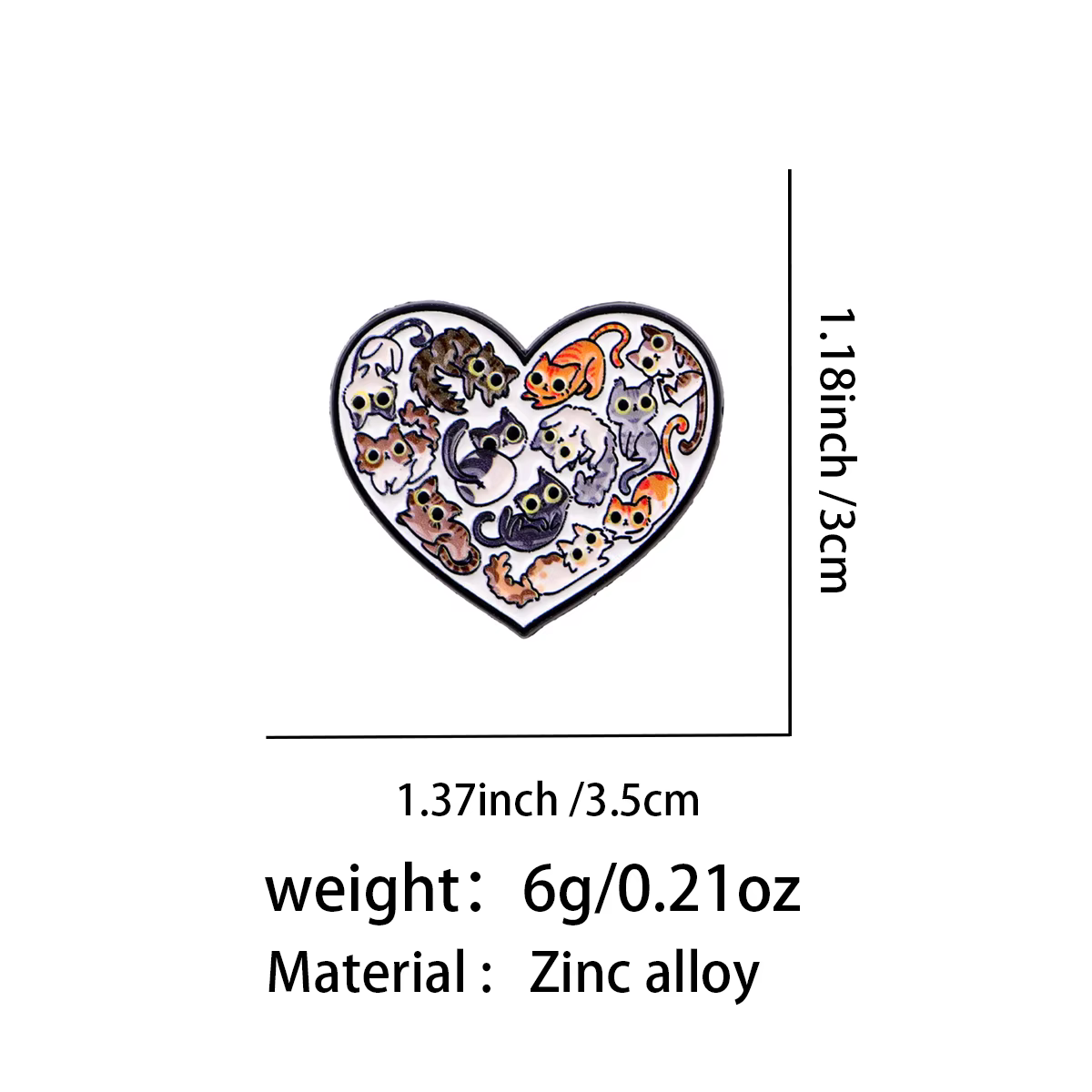 Pin de esmalte gato con corazón – broche colorido para solapa - imagen 3