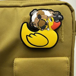 Parches bordados luminosos tácticos de PVC, pato amarillo, ganso, gancho de respaldo, capítulo moral, mochila para exteriores, insignias de goma