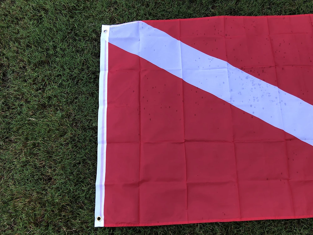 Bandera del barco de buceo con bandera de esquí, 90x150cm, poliéster, colgante, signo internacional, bandera flotante Universal para barco de buceo con ojales - imagen 4