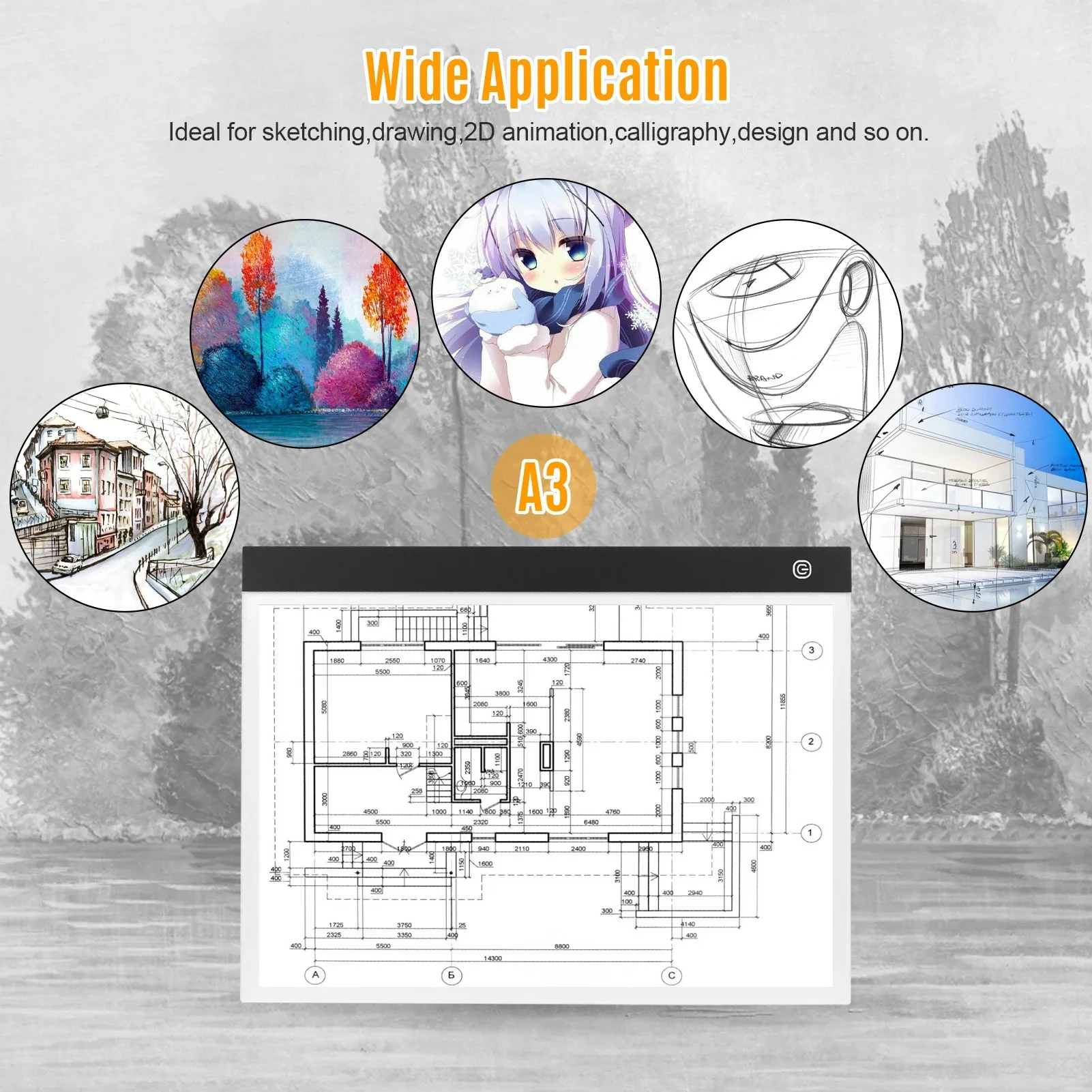 Tablero LED A3 ultradelgado uso outdoor dibujo mapas tácticos