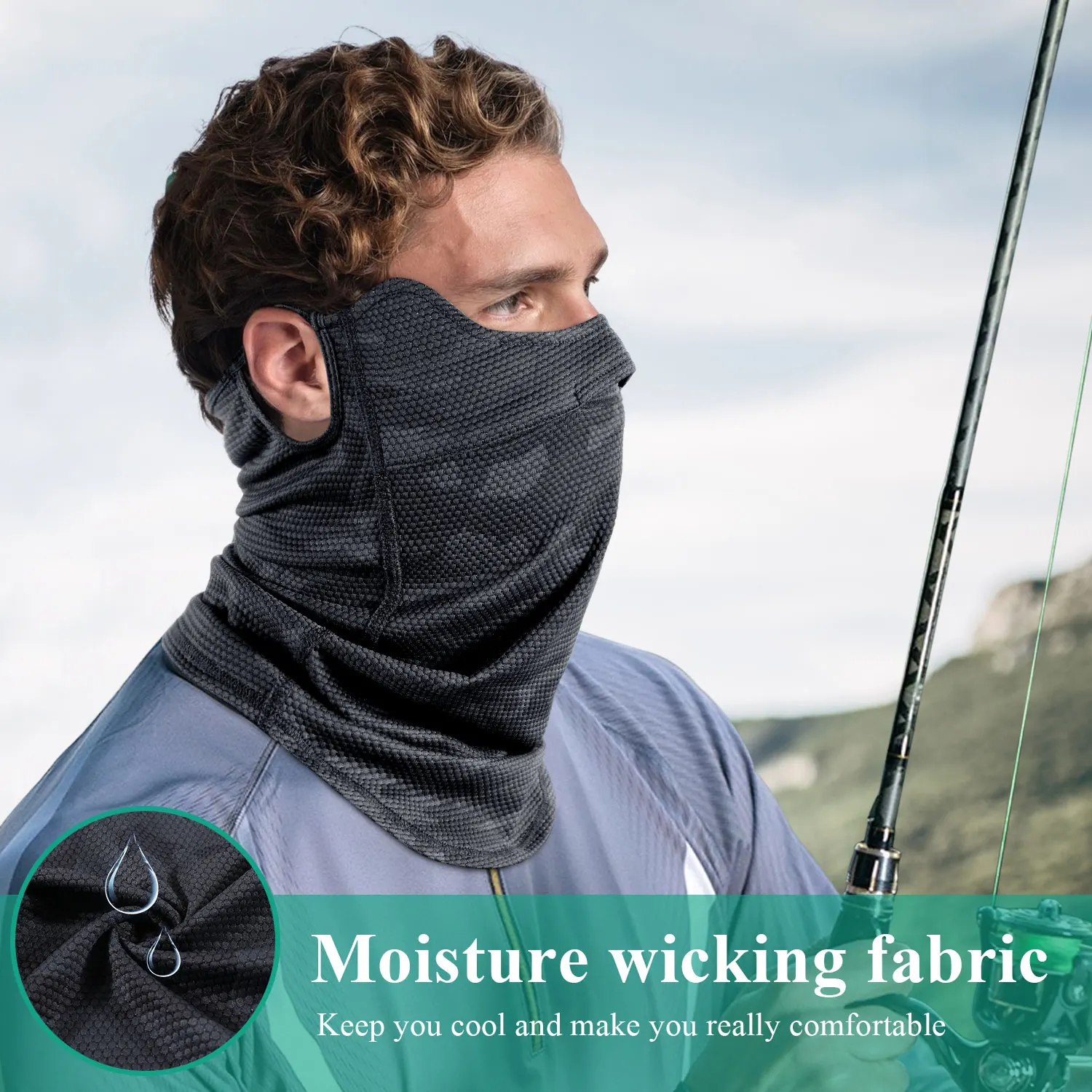 Máscaras protectoras para la cara deportivas, transpirables, refrescantes, absorción del sudor, protección solar, bufanda para la cara para pesca al aire libre, correr, esquiar, senderismo - imagen 4