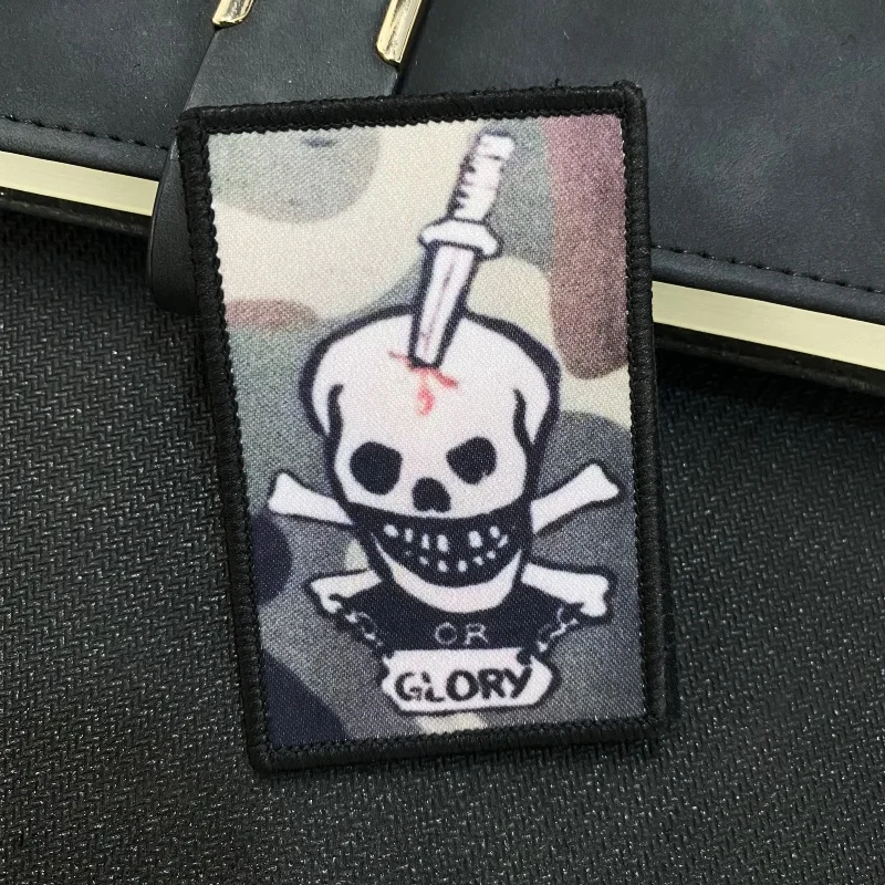 Pegatinas de mochila tácticas de la muerte con capa negra, parches militares, insignia de moral de Glory de Calavera, estampado de emblemas de brazalete con gancho y bucle - imagen 4