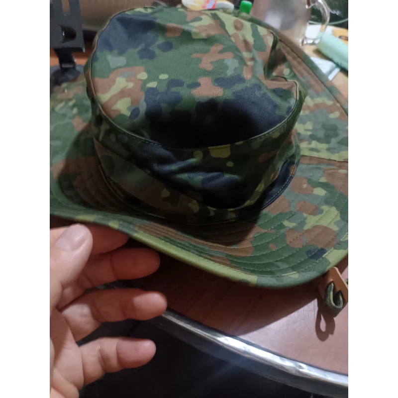 Sombrero Boonie manchado de camuflaje Flecktarn para entrenamiento táctico al aire libre con ala redonda ancha