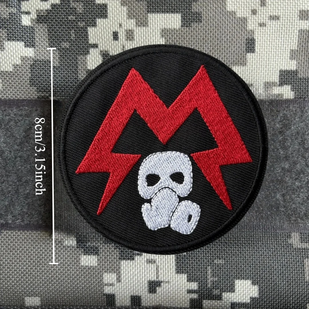 Parche táctico de moral con máscara de Chevron, brazalete del ejército militar, parches bordados de gancho y bucle para ropa, pegatina para mochila - imagen 2