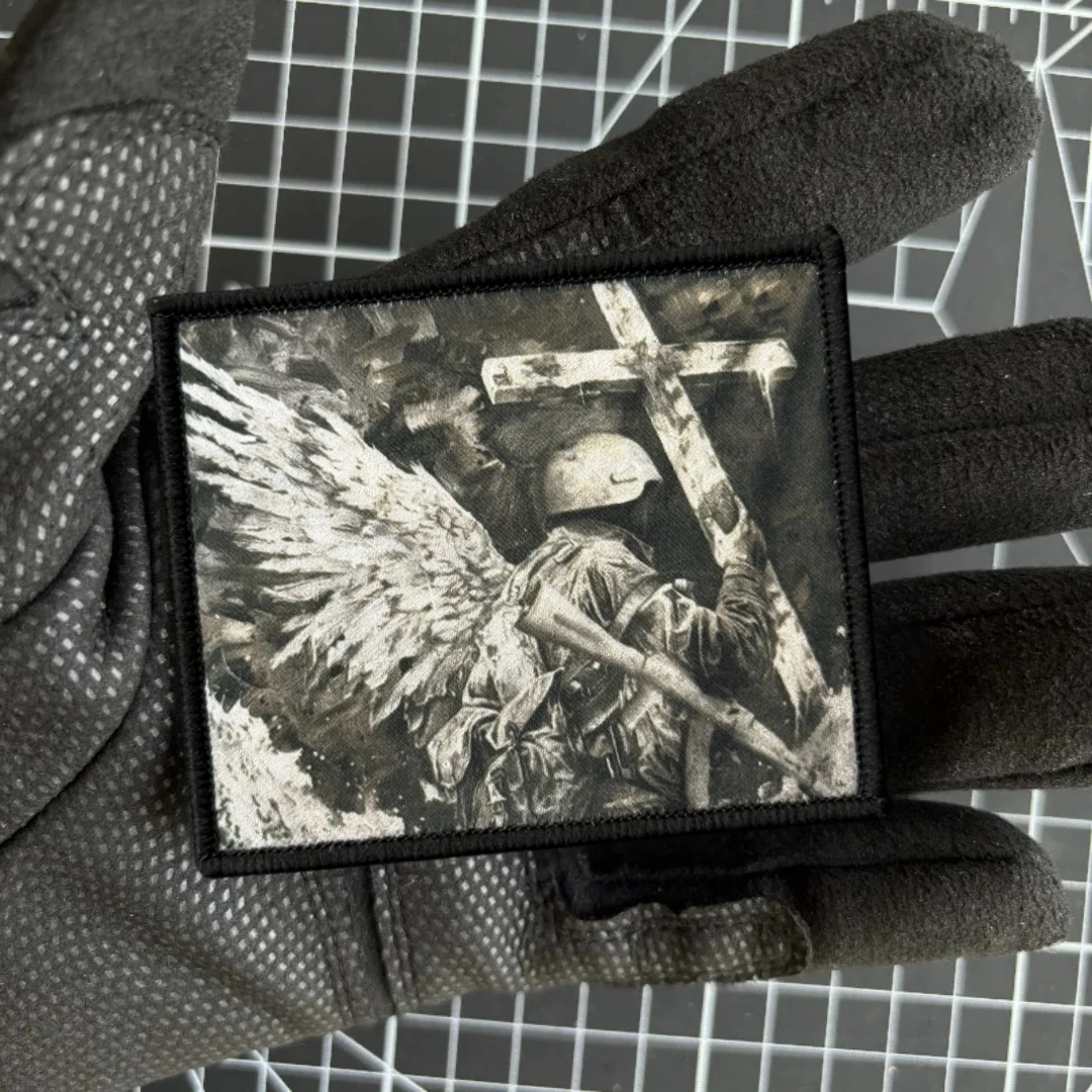 Parche de Ángel de la victoria, insignia de moral táctica, emblema del ejército militar, pegatina para mochila, parches de gancho y bucle impresos para ropa - imagen 3