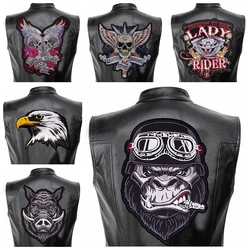 Parche termoadhesivo bordado calavera motocicleta rebelde espalda