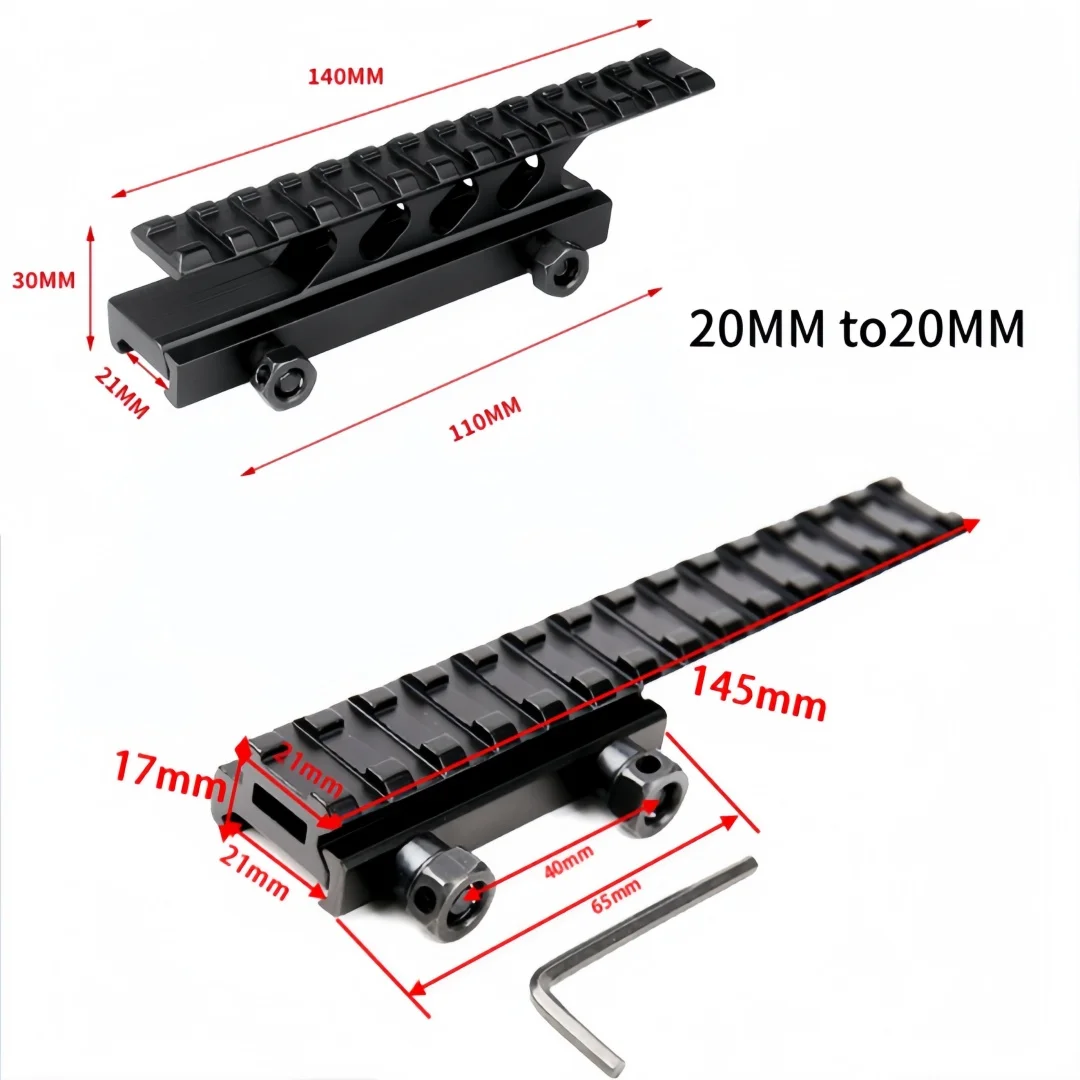 Riel táctico 9/14 ranuras 11mm a 20mm montaje de alcance de cola de milano accesorios de caza adaptador de perfil bajo para riel lateral Picatinny AK47 - imagen 2