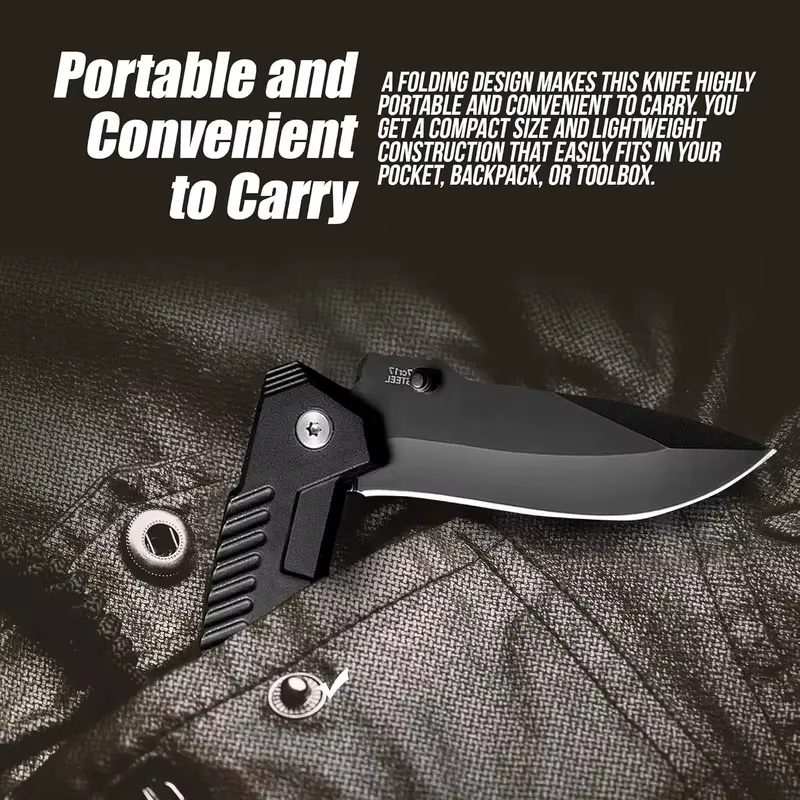 Cuchillo plegable EDC de acero inoxidable práctico para caza y pesca - imagen 3