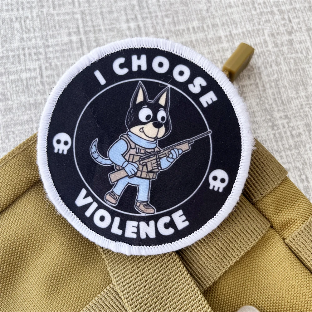 Parches de insignia de moral de perro I CHOOSE VIOLENCE, la paz nunca fue una opción, mochila táctica, pegatina impresa de gancho y bucle - imagen 4