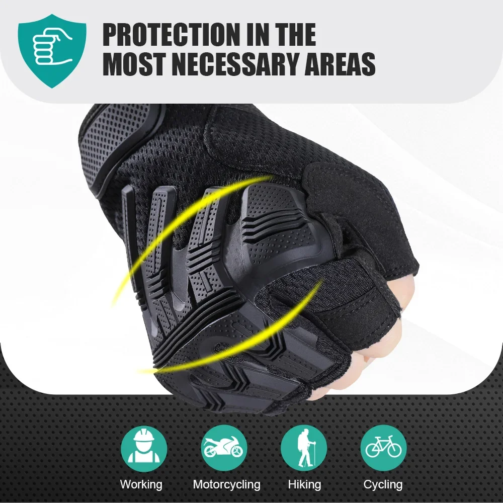 Guantes tácticos de medio dedo para deportes al aire libre, ciclismo, senderismo, Camping, escalada, caza, Paintball, trabajo de combate, equipo antideslizante para bicicleta - imagen 3