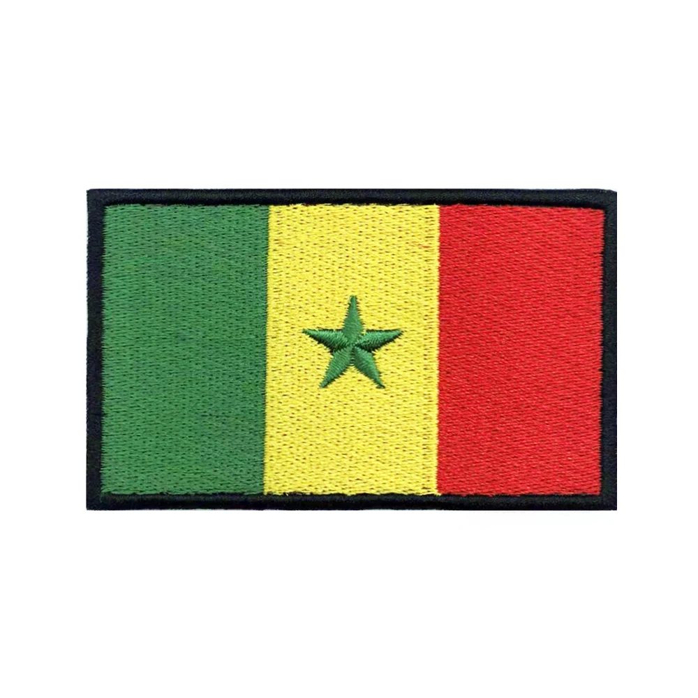 Parches de bandera del senegal, brazalete, parche bordado, gancho y bucle, insignia bordada con hierro, raya militar
