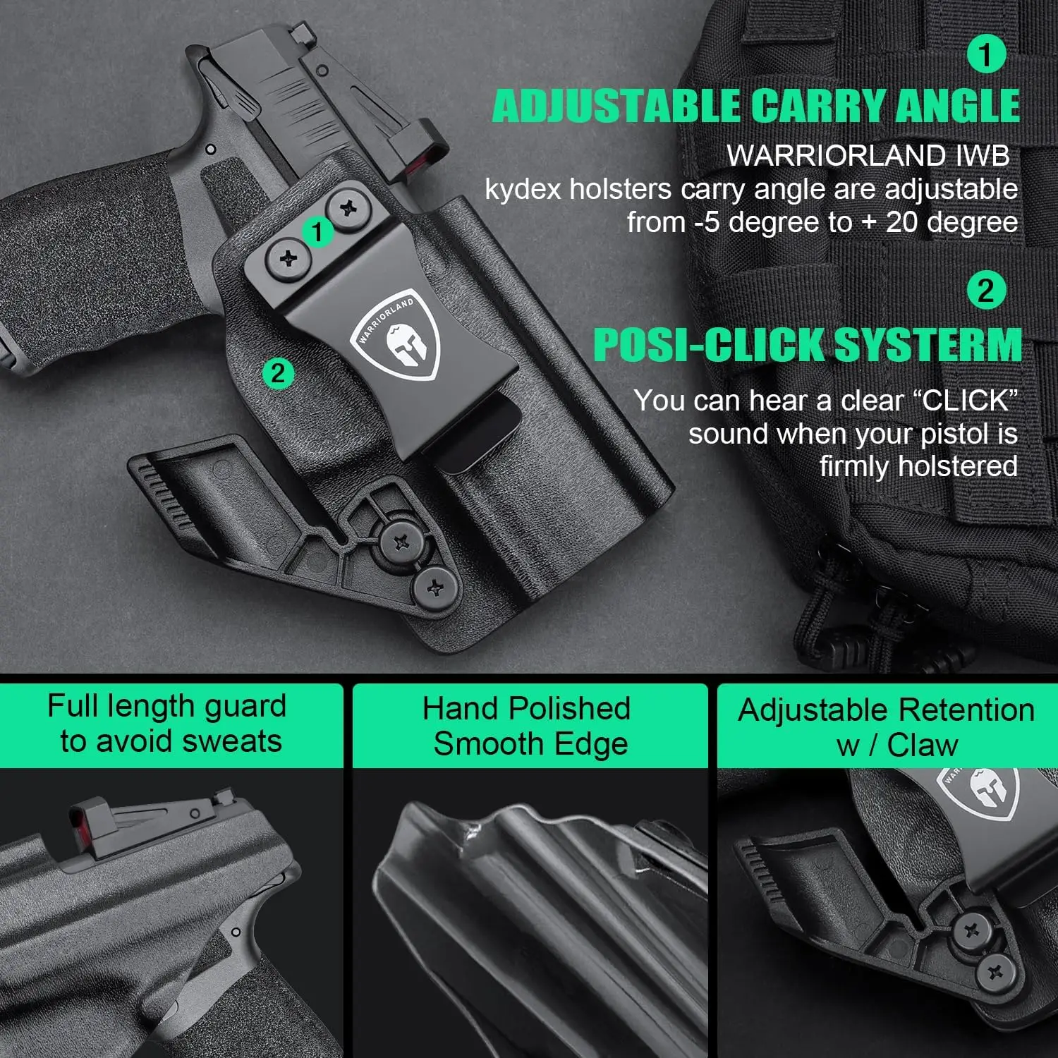 Solo apto para Hellcat Pro, funda Kydex, clip de cinturón totalmente metálico, clip de metal de 1,75 ", corte óptico, funda de transporte ocultadora IWB, mano derecha - imagen 5