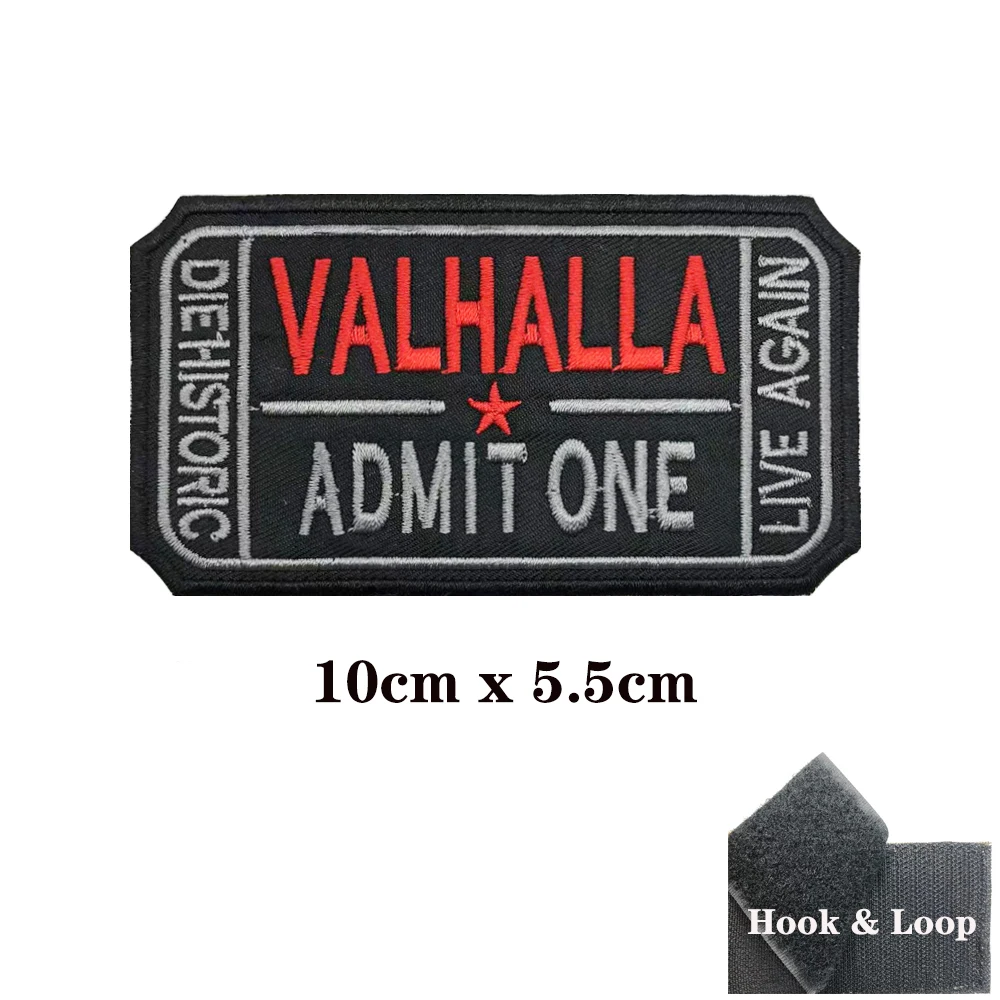 Insignia de billete táctico a Valhalla, tela de vikingos militares, parche bordado, banda de brazo Max, raya loca - imagen 3