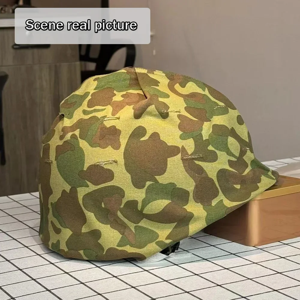 Funda para casco M1 de la Segunda Guerra Mundial de EE. UU., réplica de soldado americano de camuflaje estilo camuflaje de algodón para colección de historia - imagen 3