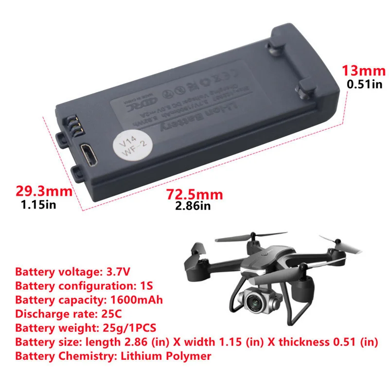 Batería de litio de 3,7 V y 1600mAh, cargador para fotografía aérea 4DV14, accesorios para aviones de cuatro ejes, batería recargable de 3,7 V - imagen 2