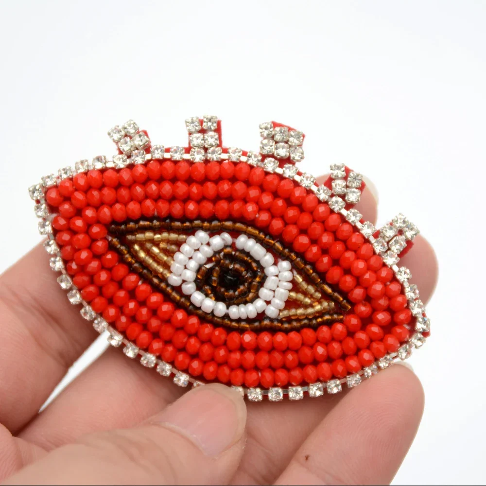 Parche de ojos con cuentas a mano para ropa, apliques de cuentas de diamantes de imitación para chaquetas, Jeans, bolsas, zapatos, apliques de costura con cuentas DIY - imagen 2