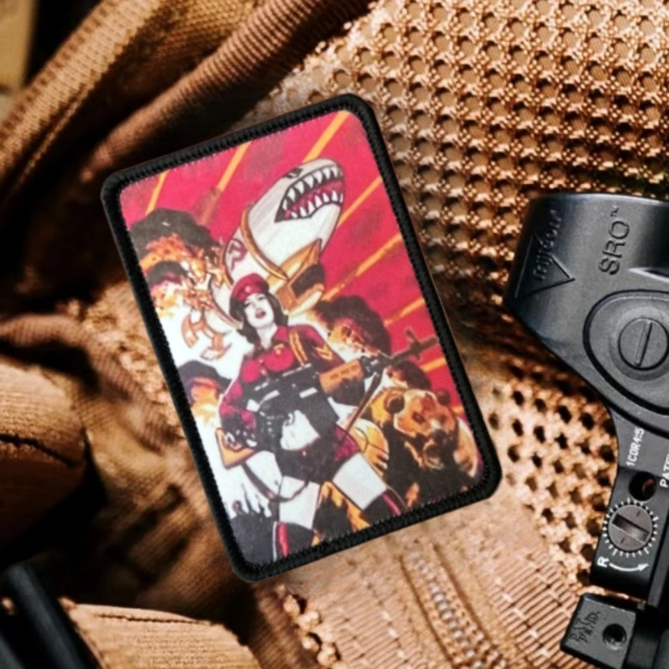 Parches impresos con insignia de moral de niña con pistola para ropa, apliques militares tácticos, gancho y bucle, accesorios para mochila, pegatinas - imagen 5