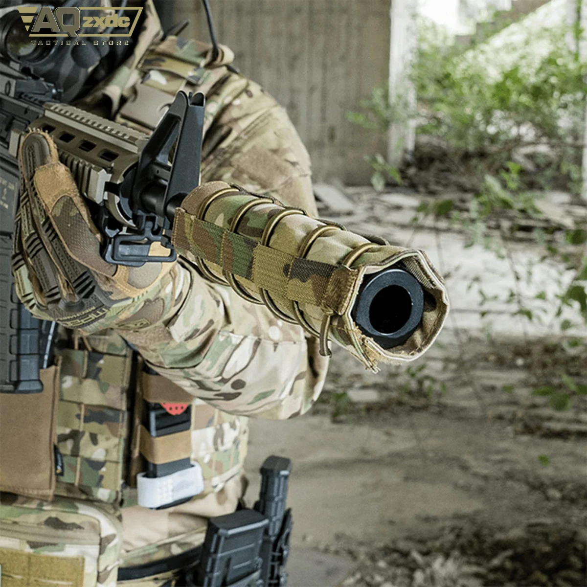 AQzxdc-cubierta táctica para supresor de 8,6 pulgadas, funda protectora para Airsoft, silenciador militar, cubierta de liberación rápida - imagen 4