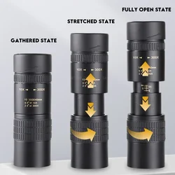 Telescopio Monocular de alta definición 10-300x40 con soporte para teléfono, para observación de aves, caza, Camping, viaje, Zoom potente