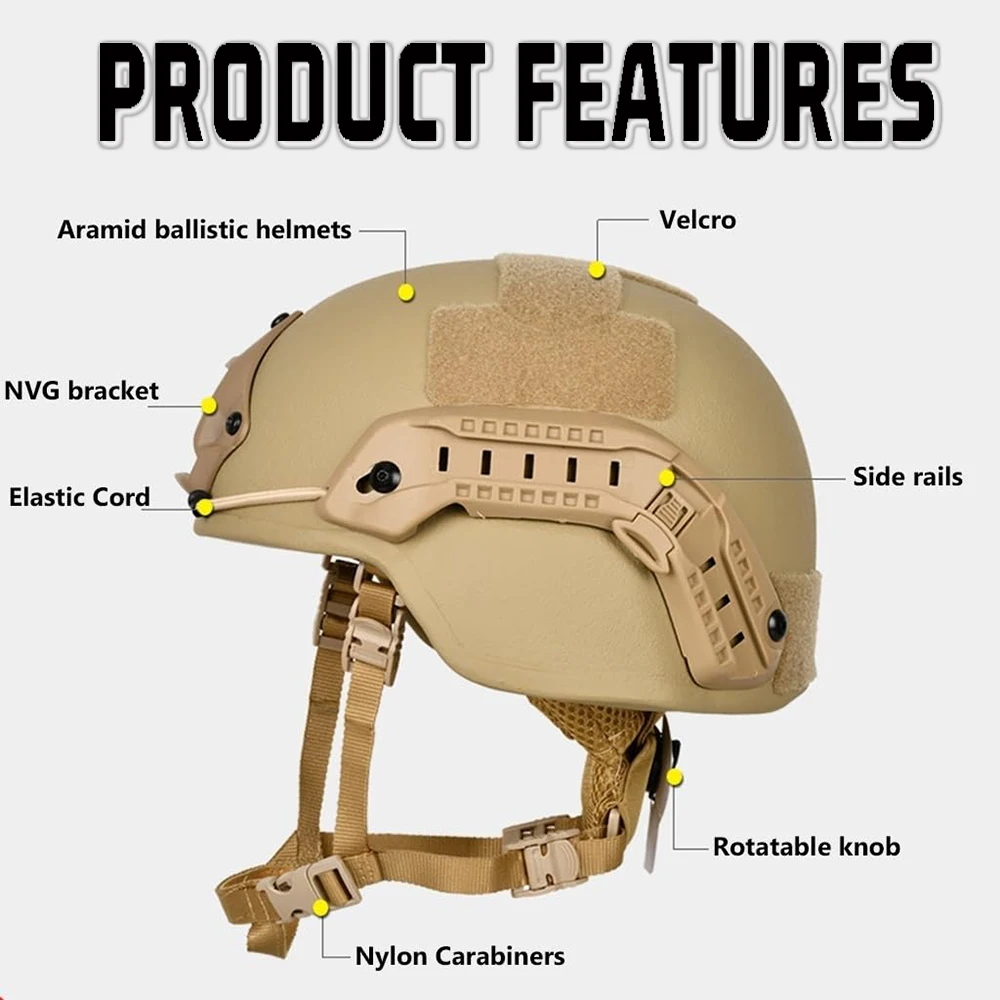 Casco Airsoft a prueba de balas NIJ IIIA Mich 2000 casco balístico de combate con sistema antivibración sistema de amortiguación de ajuste - imagen 3