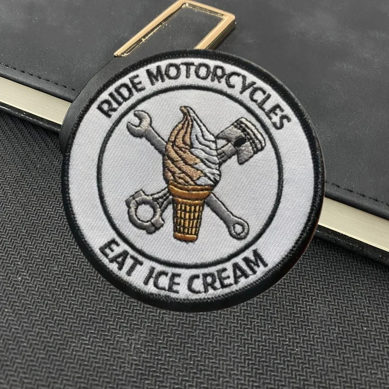 Insignia de moral bordada para motocicleta, parche para comer helado, herramienta de reparación de gancho y bucle, llave inglesa, pegatina táctica para mochila - imagen 2