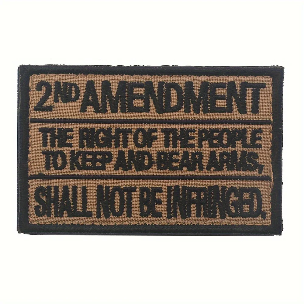 [Parche táctico masculino] Insignia adhesiva de Velcros con parche bordado de segunda enmienda |   Cierre de gancho y bucle |   para mochilas, ropa - imagen 2