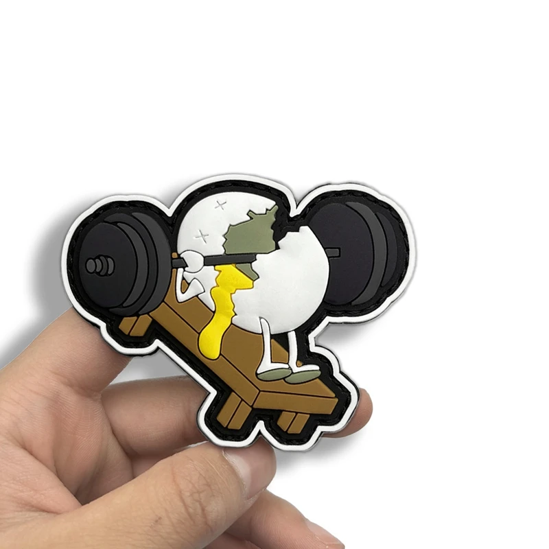 Barra de fitness para triturar cáscaras de huevo, parche luminoso de gancho y bucle de PVC, insignia moral, insignias tácticas, parches de accesorios de ropa - imagen 3