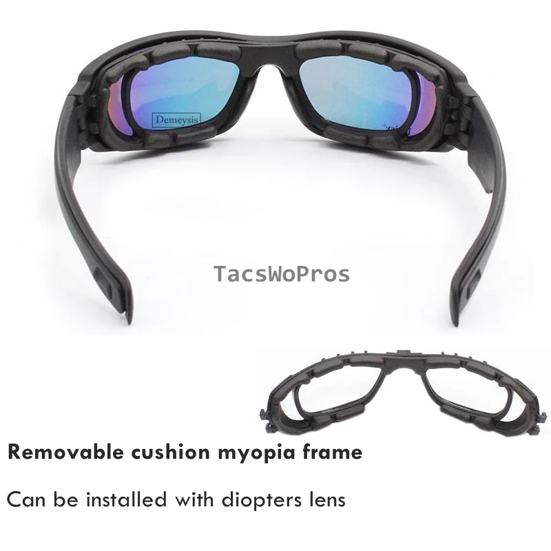Gafas polarizadas CS para Paintball, lentes de protección de combate táctico para motocicleta, caza, tiro, Airsoft, Kit de 4 lentes - imagen 5