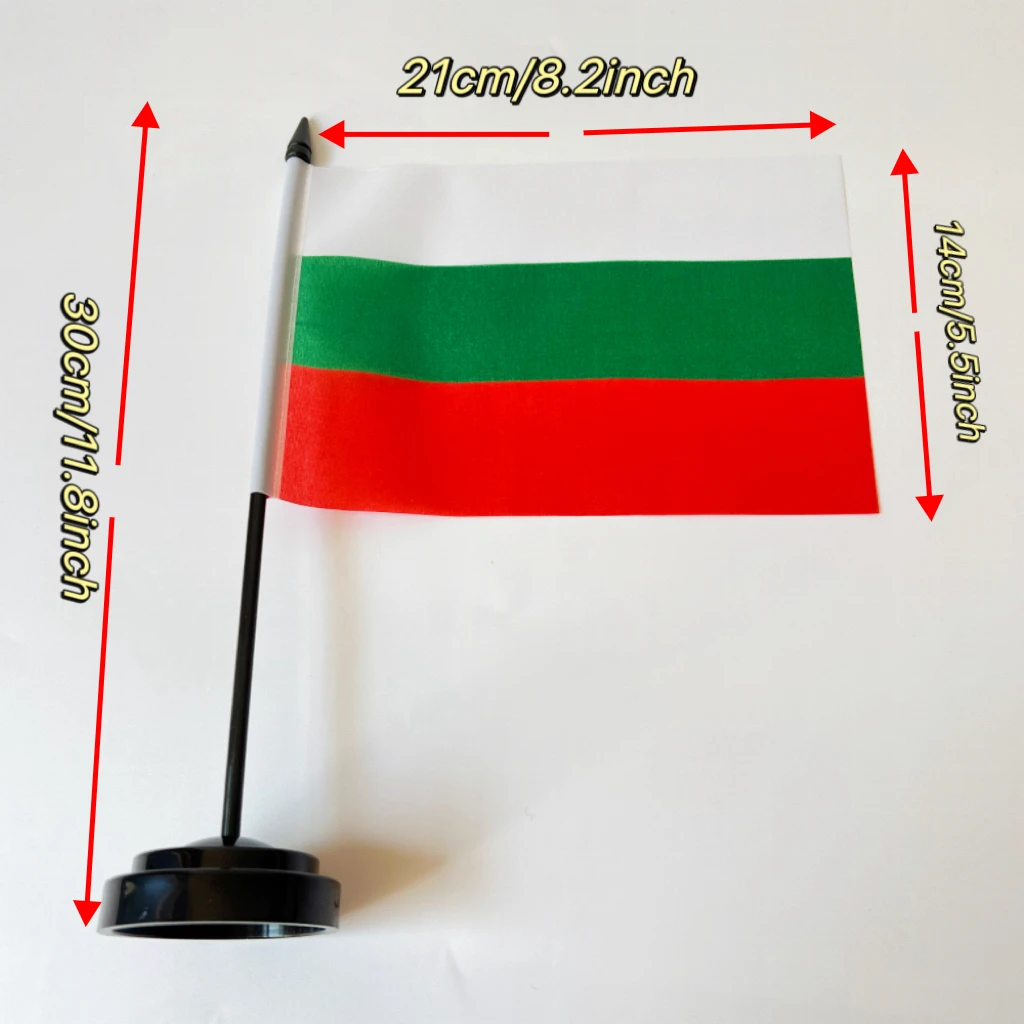 Bandera de escritorio de Bulgaria de 14x21cm, bandera de escritorio con bandera de Bulgaria de 30cm, decoraciones de celebración para eventos y festivales en el hogar - imagen 3