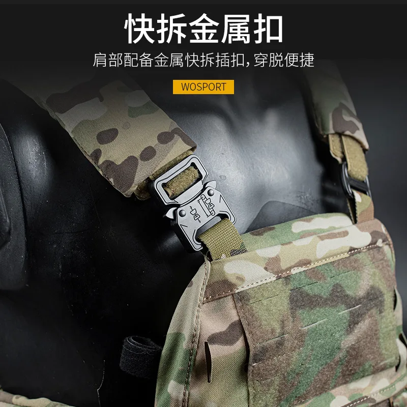 Chaleco táctico de caza de liberación rápida, paquete de revistas con portapapeles incorporado, cremallera trasera MOLLE multifuncional - imagen 3